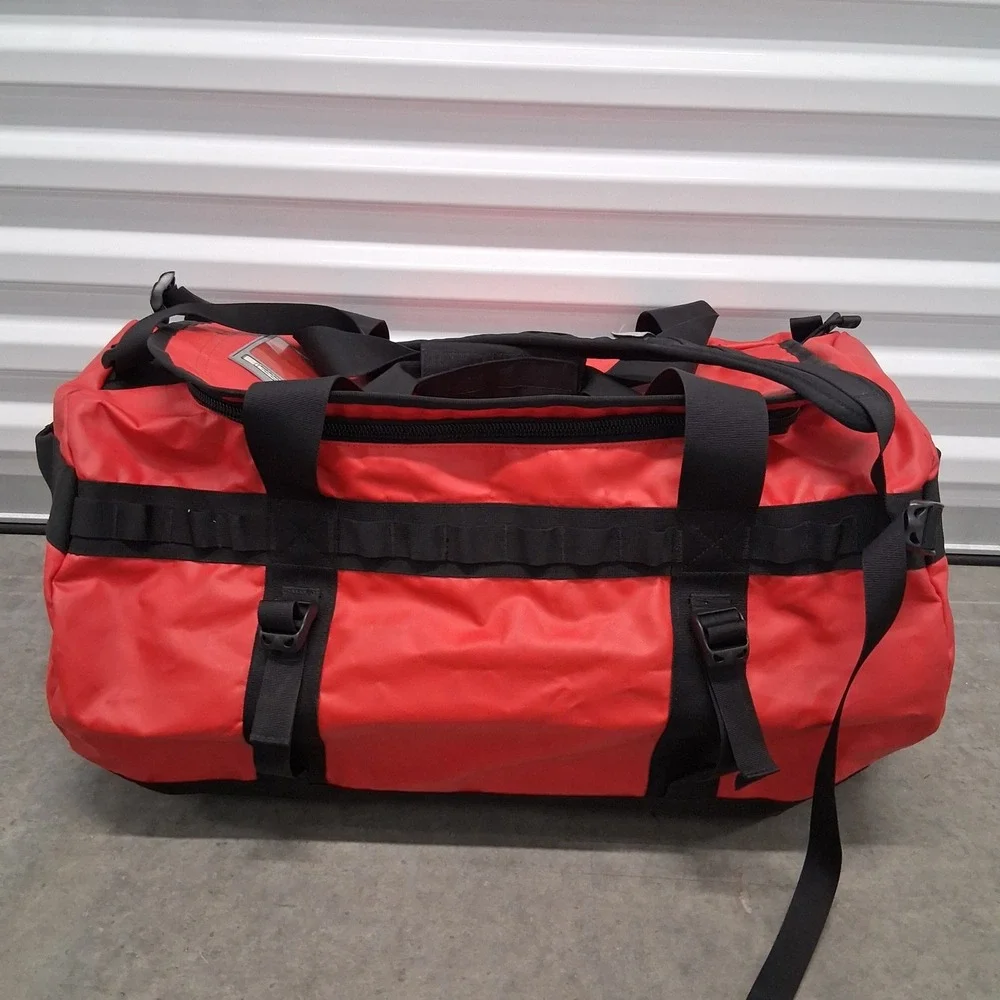 The North Face Base Camp Duffel Bag Red Black Medium Water Resistant Travel Bag